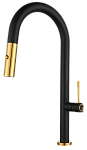 Смеситель для кухни RIVELATO Asti с выдвижной лейкой антрацит золото (3972500 antracite oro), фото 1